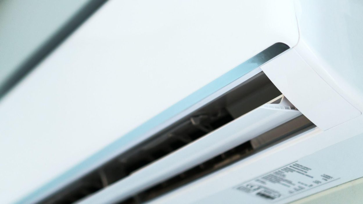 Close-up of a modern air conditioner unit. Key considerations for AC repair services in Atlanta, GA include regular maintenance.