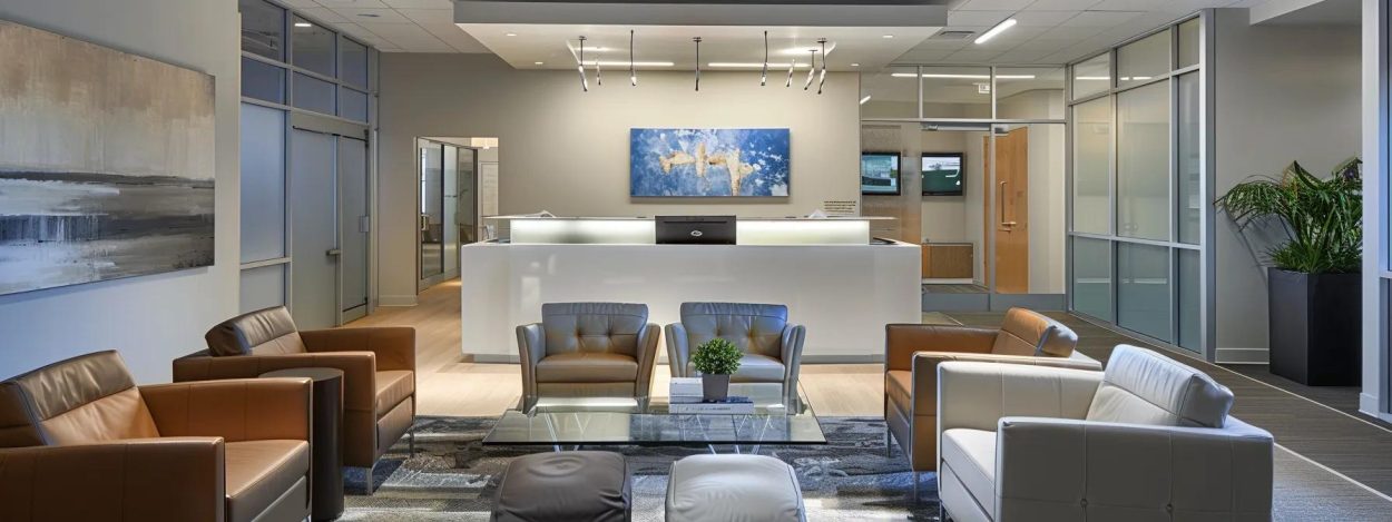 a sleek, modern office setting featuring a professional consultant discussing transparent pricing with a homeowner over a digital tablet, highlighting clear cost estimates and an atmosphere of trust and clarity.