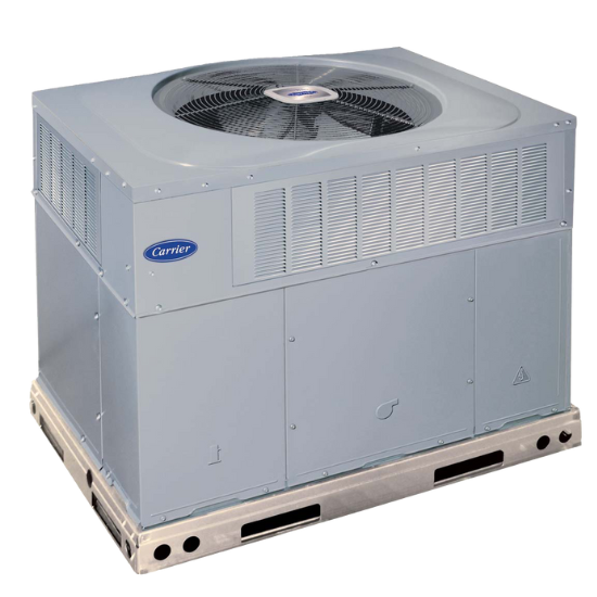 Carrier HVAC unit. Commercial heating and cooling system for installation in Atlanta, GA. Rooftop packaged unit for climate control.