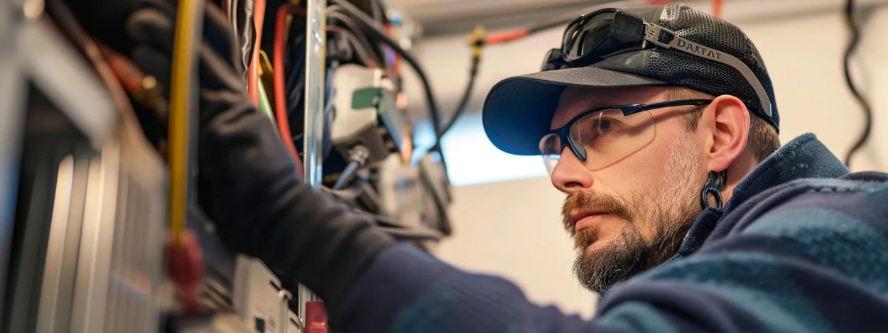hvac specialist working on heating system in winters
