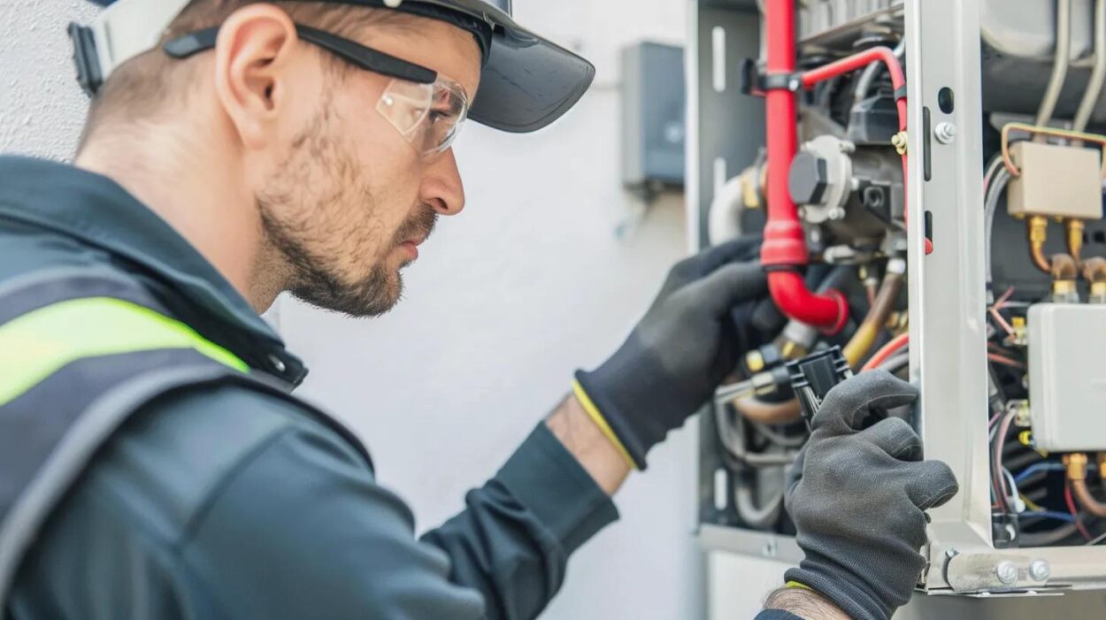 heating contractors working on furnaces or heat pumps residential