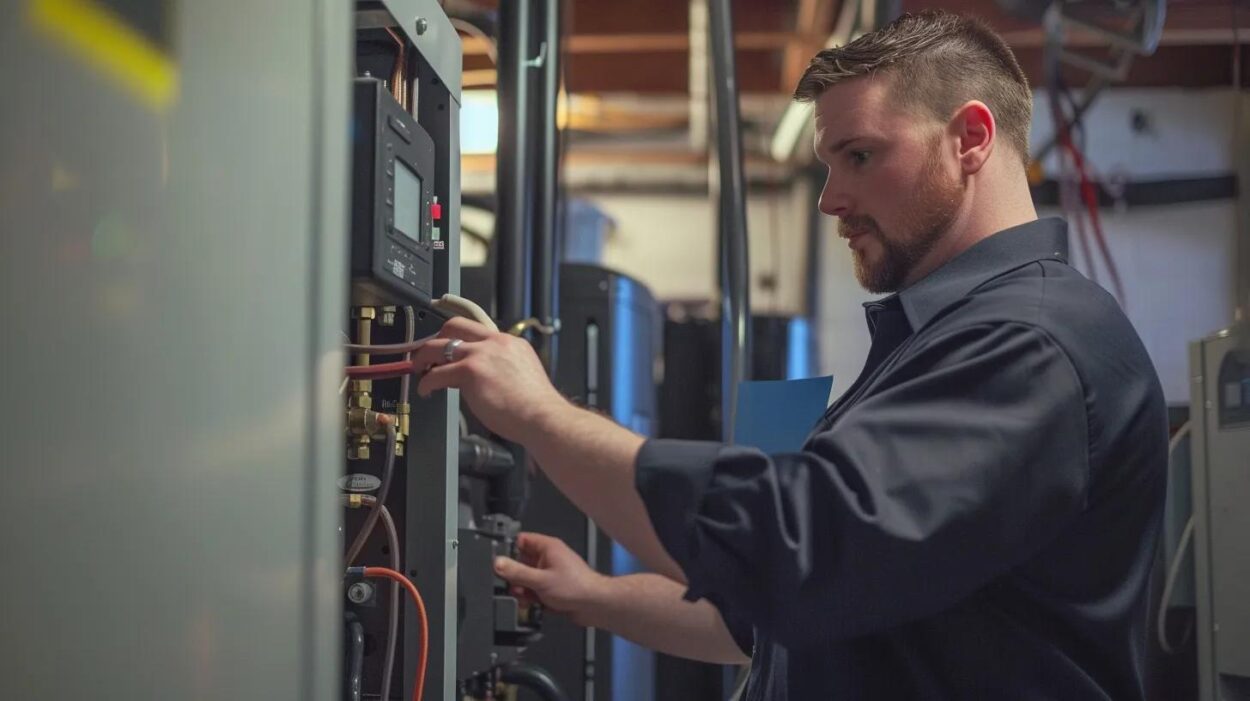 heating contractors working on furnaces or heat pumps residential