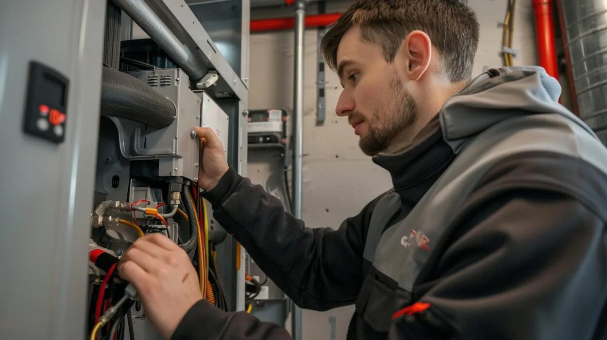 technician doing furnace maintenance in berwyn