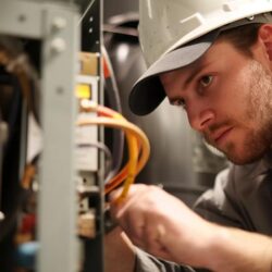 Technician working on a furnace