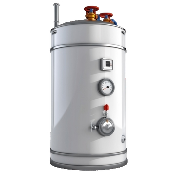 Emergency Heating: A modern, white boiler with gauges and red valves, ensuring reliable heating in Atlanta, GA. Stay warm with our services.