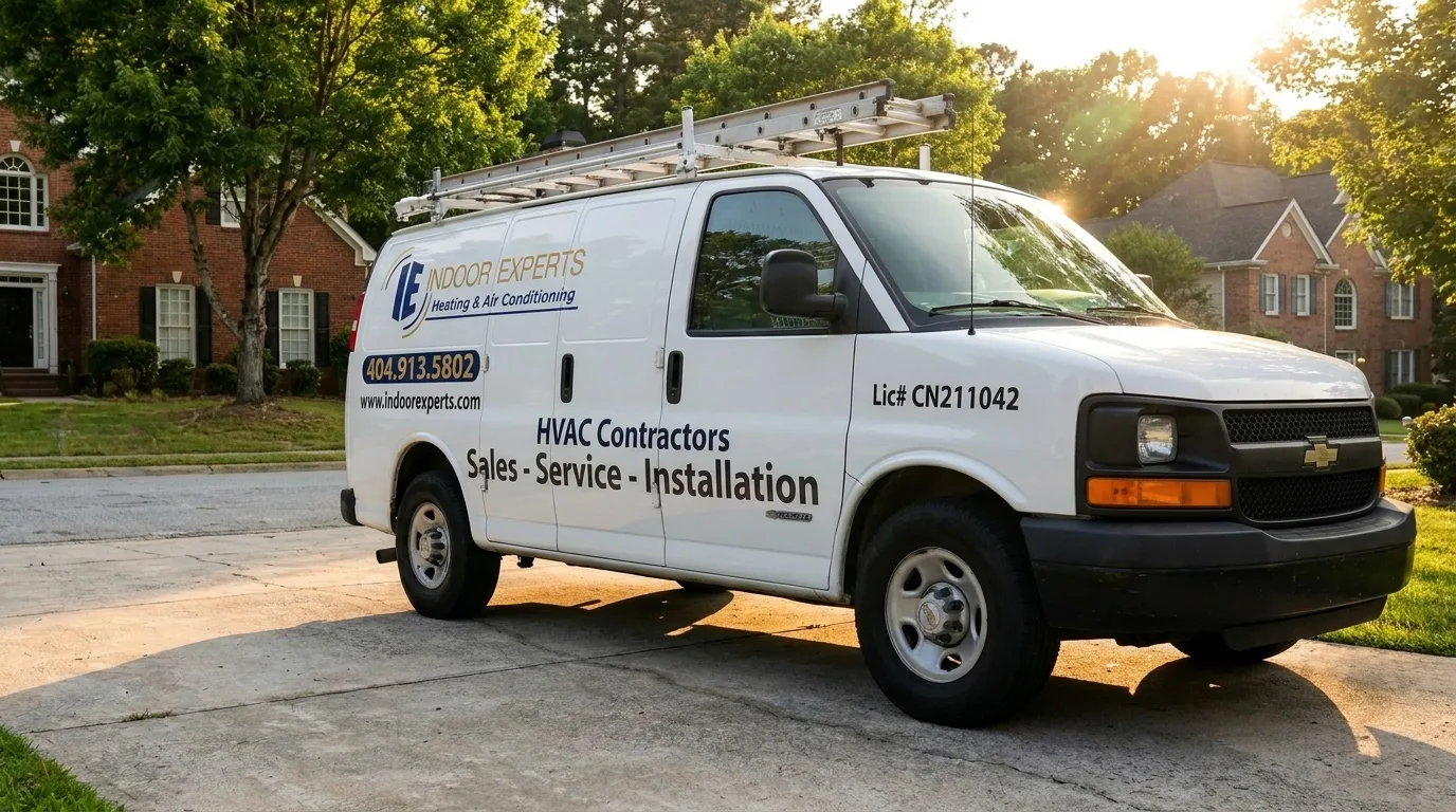 Indoor Experts service van in golden evening light